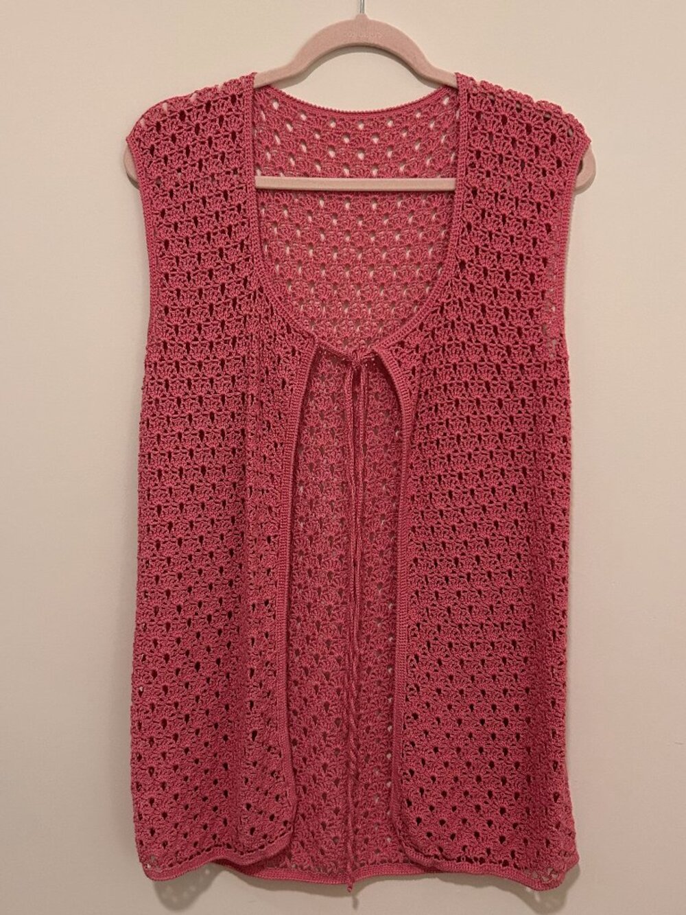 Pink Crochet Vest - L/XL